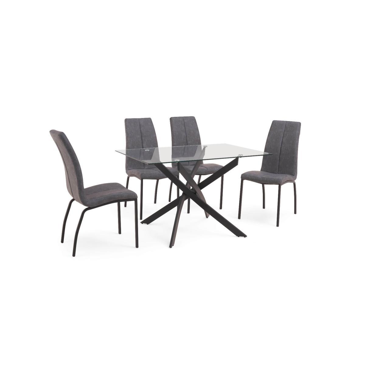 Mara 120cm Rectangular Glass Dining Table with Antique Noir Chairs - Grey, 4 Chairs – image 10