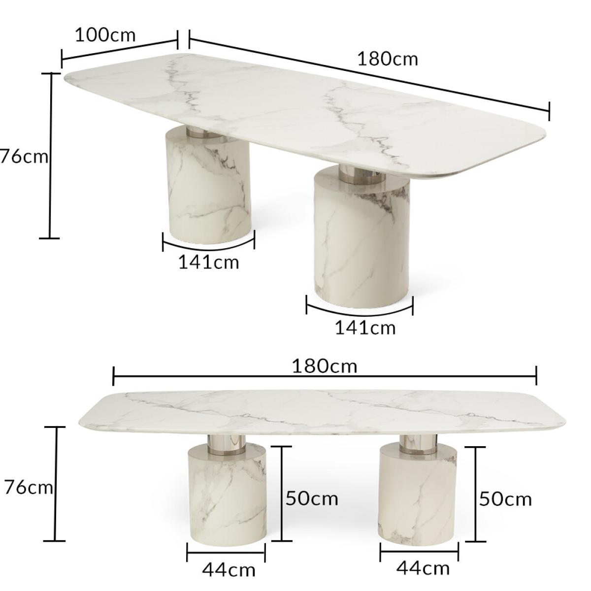 Antonio 180cm White Marble Table With 8 Grey Lorenzo Chairs – image 10
