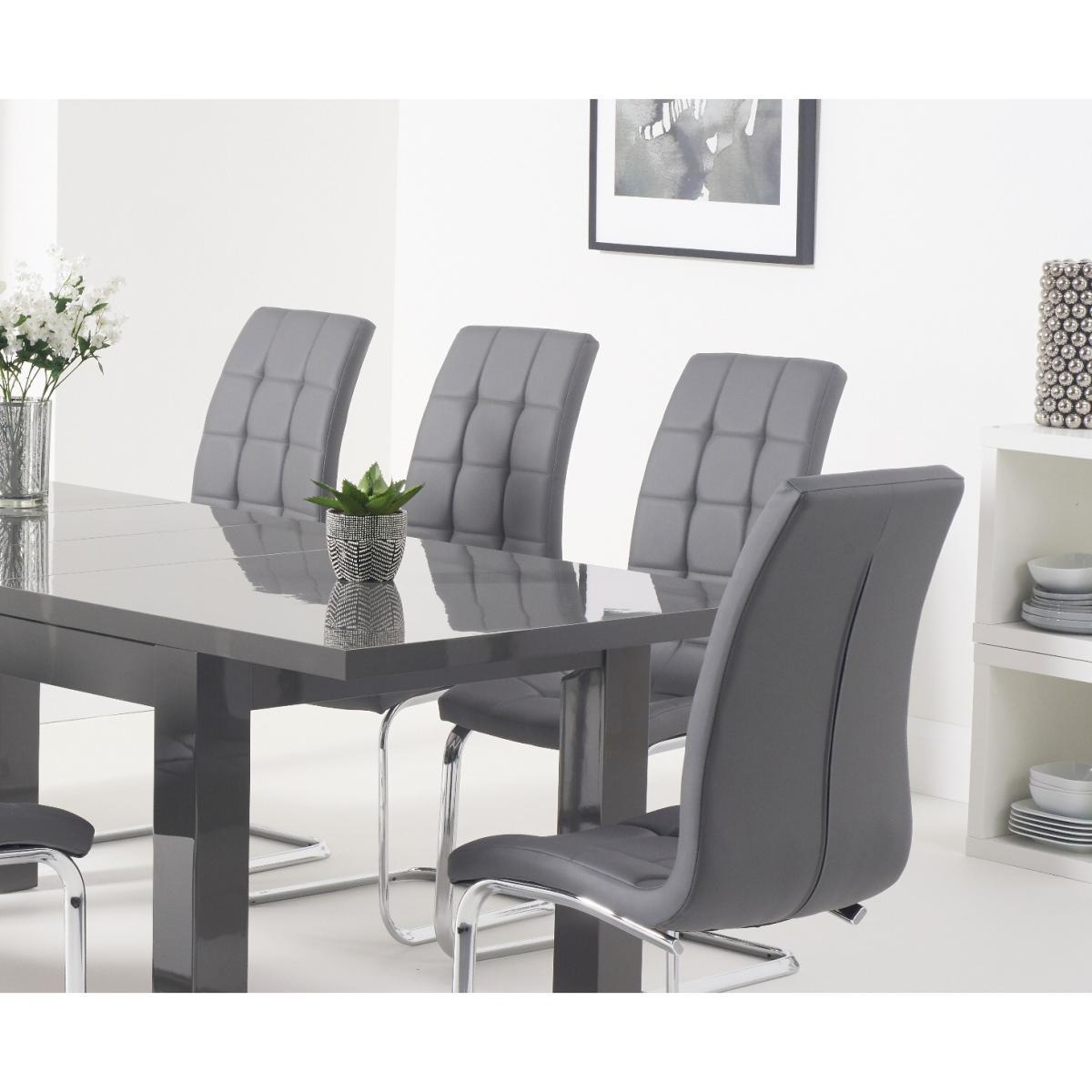 Atlanta Dark Grey Gloss 160-220cm Extending Dining Table with Lorin Chairs - Grey, 4 Chairs – image 2