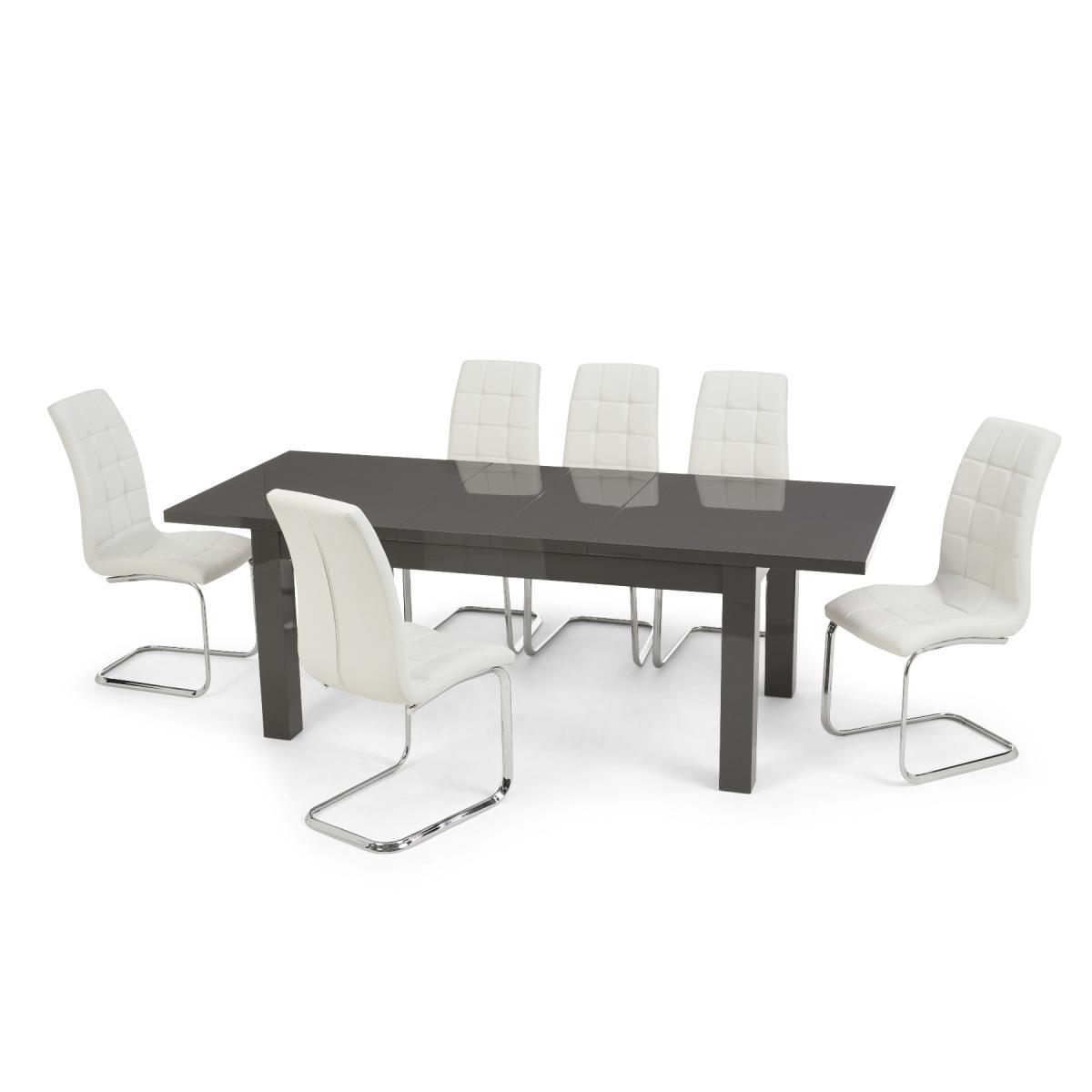 Atlanta Dark Grey Gloss 160-220cm Extending Dining Table with Lorin Chairs - Grey, 4 Chairs – image 13