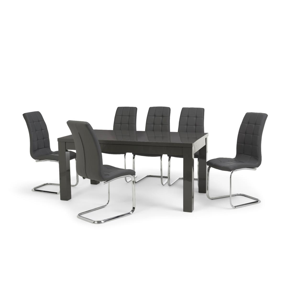 Atlanta Dark Grey Gloss 160-220cm Extending Dining Table with Lorin Chairs - Grey, 4 Chairs – image 14