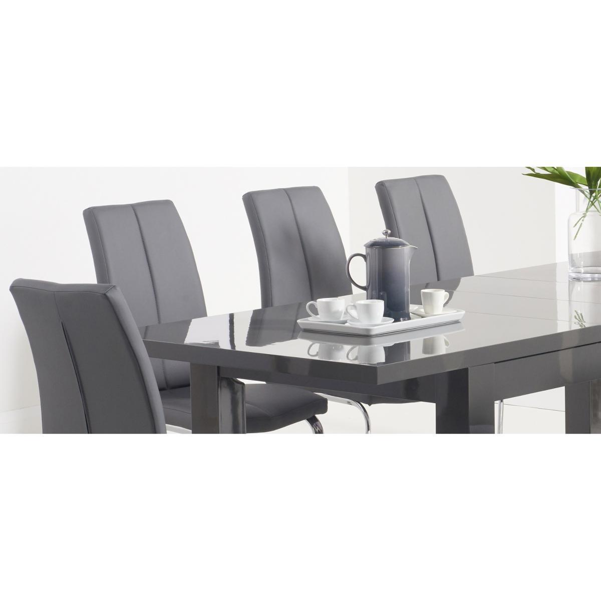 Atlanta Dark Grey Gloss 160-220cm Extending Dining Table with Lorin Chairs - Grey, 4 Chairs – image 25