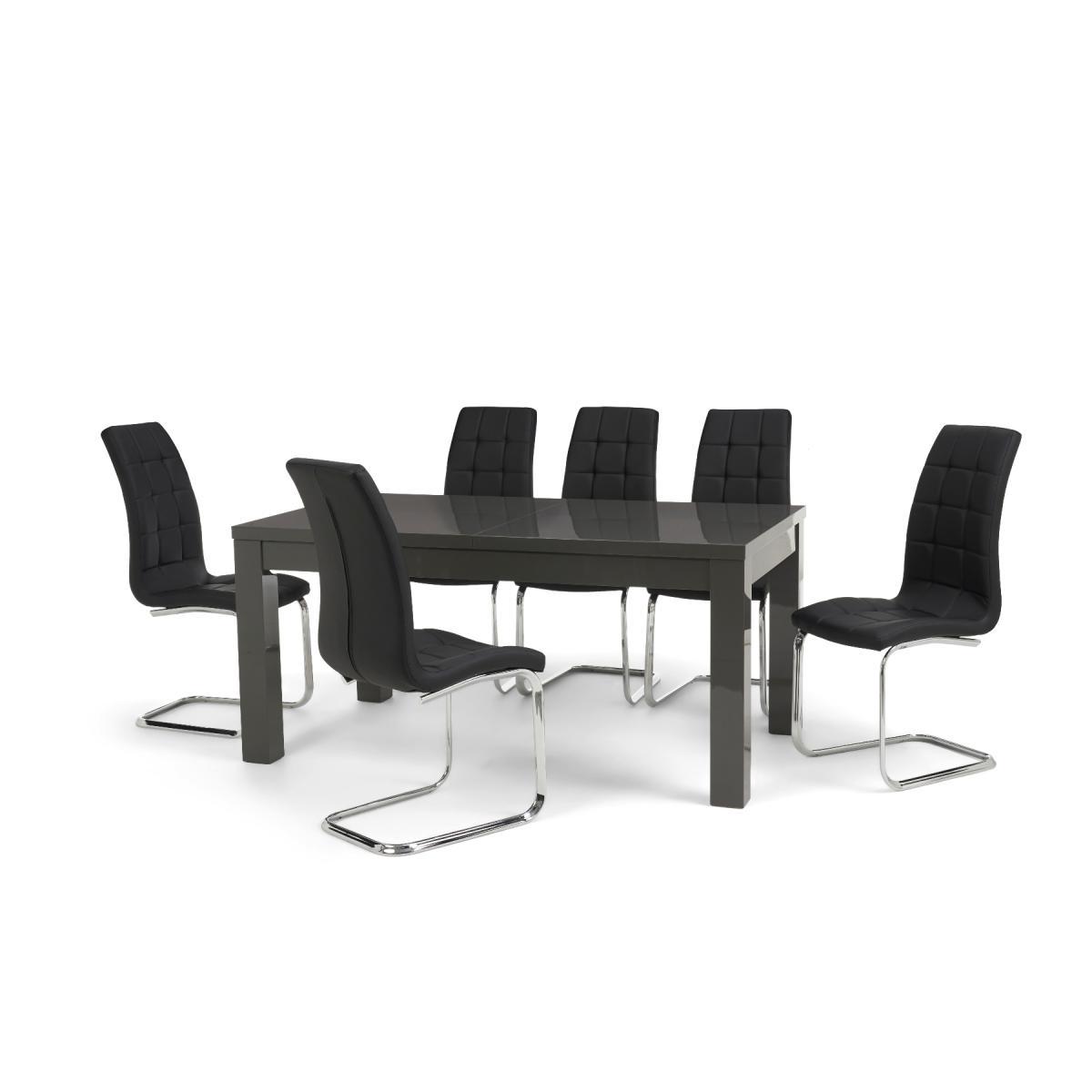 Atlanta Dark Grey Gloss 160-220cm Extending Dining Table with Lorin Chairs - Grey, 4 Chairs – image 10