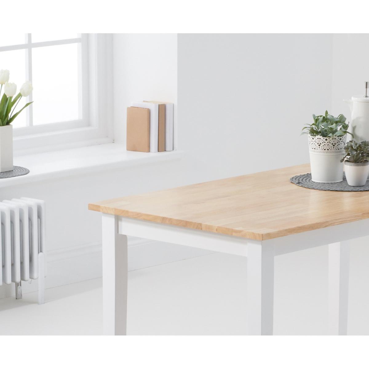 Chiltern 114cm Oak and White Table with Epsom Chairs with Grey Fabric Seats and Bench - Oak and White, 2 Chairs – image 4