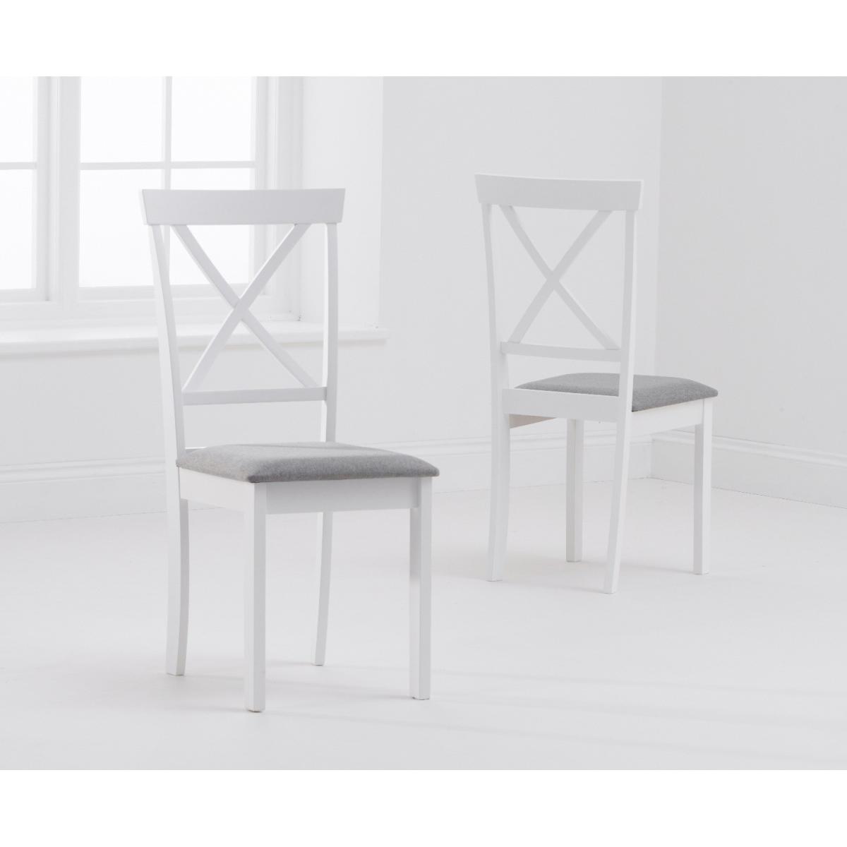 Chiltern 114cm Oak and White Table with Epsom Chairs with Grey Fabric Seats and Bench - Oak and White, 2 Chairs – image 6