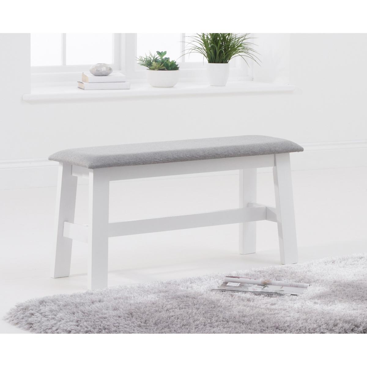 Chiltern 114cm Oak and White Table with Epsom Chairs with Grey Fabric Seats and Bench - Oak and White, 2 Chairs – image 7