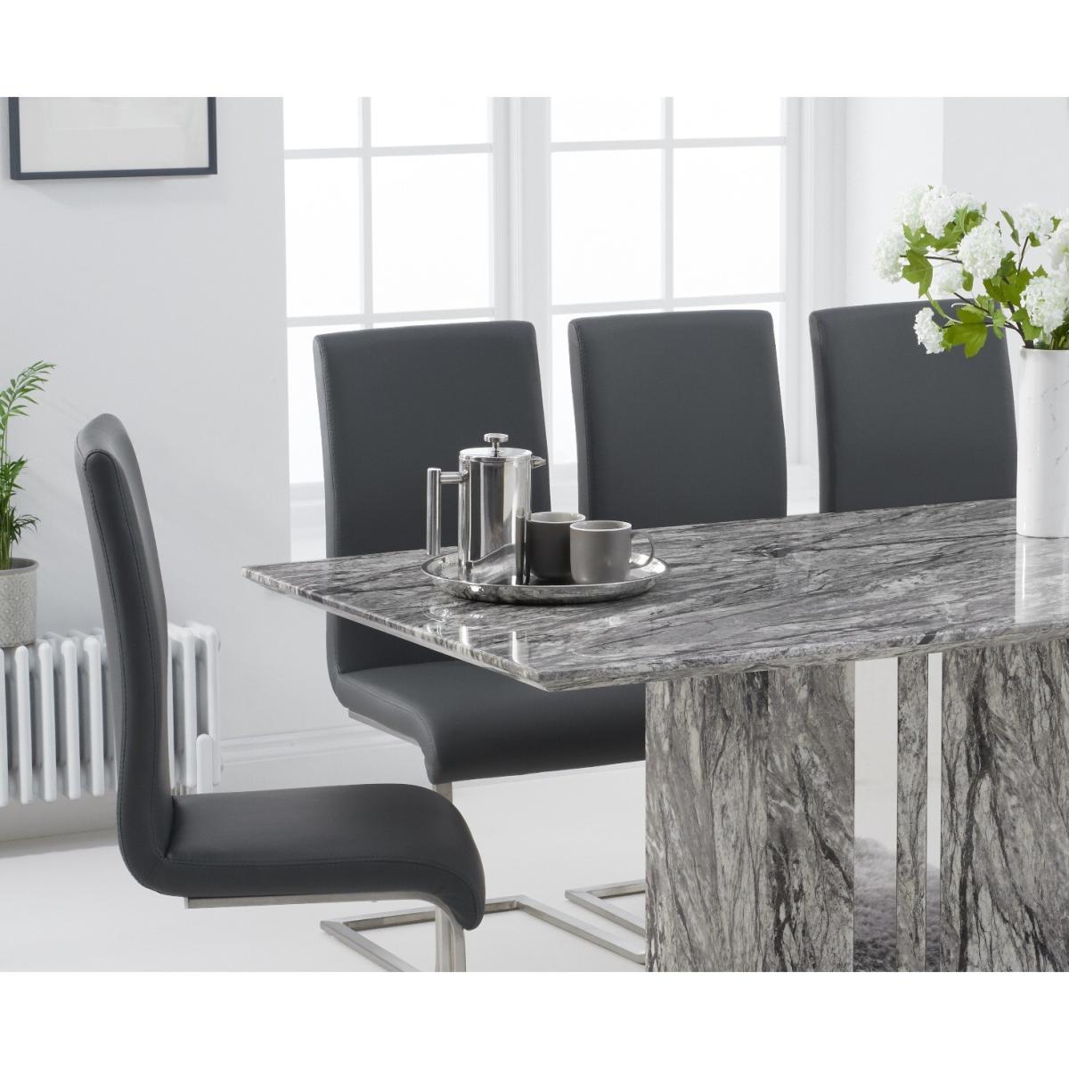 Alicia 180cm Grey Marble Dining Table with Malaga Chairs - Black, 4 Chairs – image 2