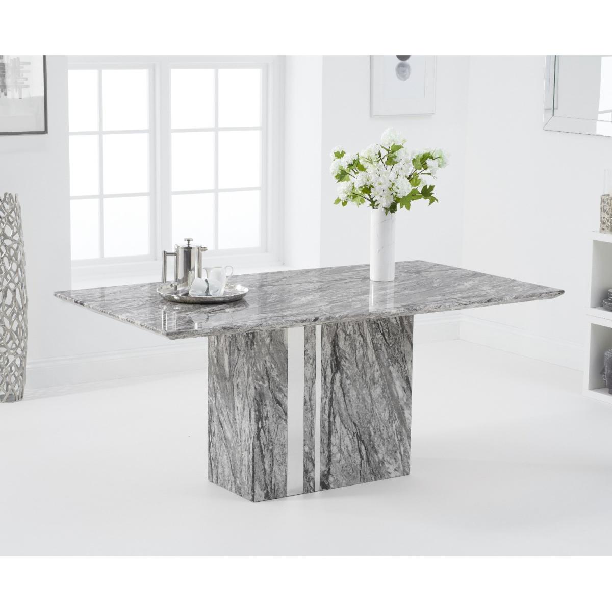 Alicia 180cm Grey Marble Dining Table with Malaga Chairs - Black, 4 Chairs – image 3