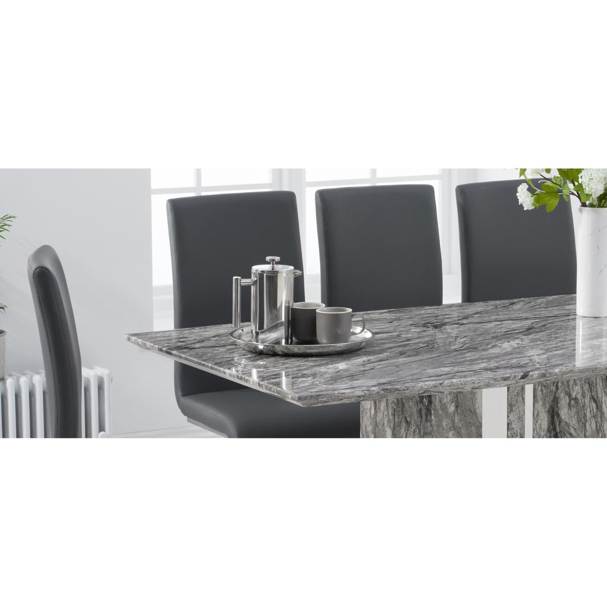 Alicia 180cm Grey Marble Dining Table with Malaga Chairs - Black, 4 Chairs – image 10