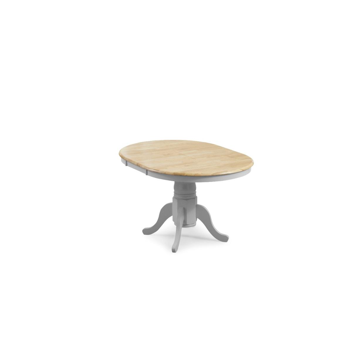 Epsom Oak and Grey Painted Pedestal Extending Table With 6 Grey Clara Chairs – image 10