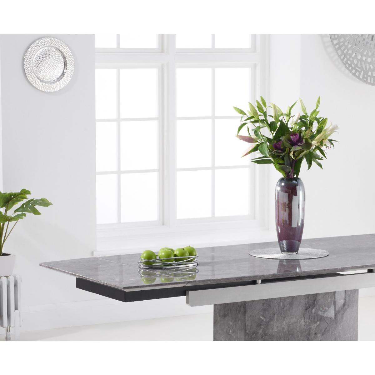 Metropolis 160cm Extending Grey Marble Dining Table With 8 Black Hampstead Faux Leather Chairs – image 14