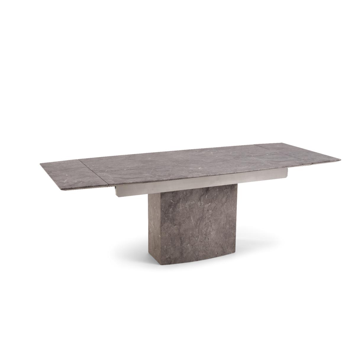 Metropolis 160cm Extending Grey Marble Dining Table With 8 Black Hampstead Faux Leather Chairs – image 19