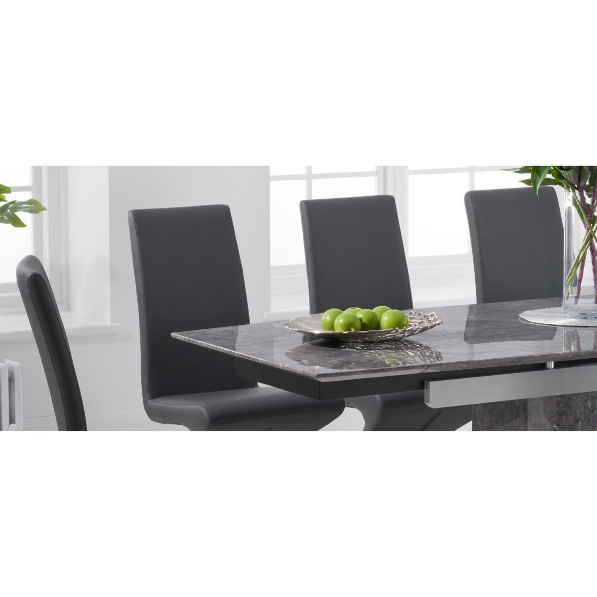 Metropolis 160cm Extending Grey Marble Dining Table With 8 Black Hampstead Faux Leather Chairs – image 10