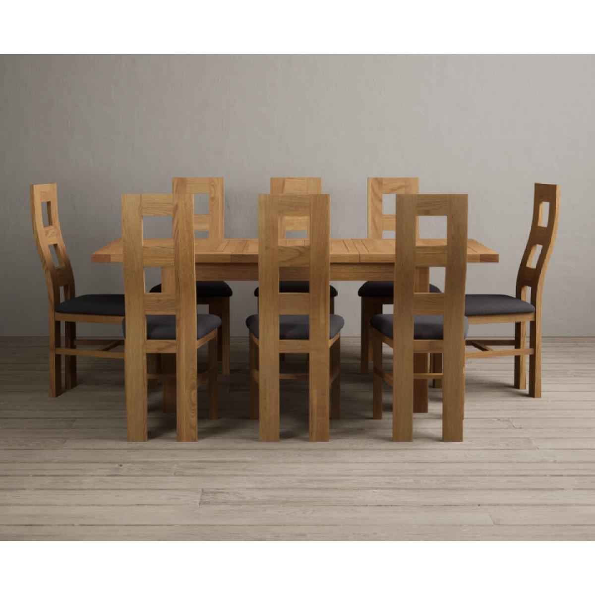 Extending Yateley 130cm Solid Oak Dining Table with 6 Linen Natural Chairs – image 11