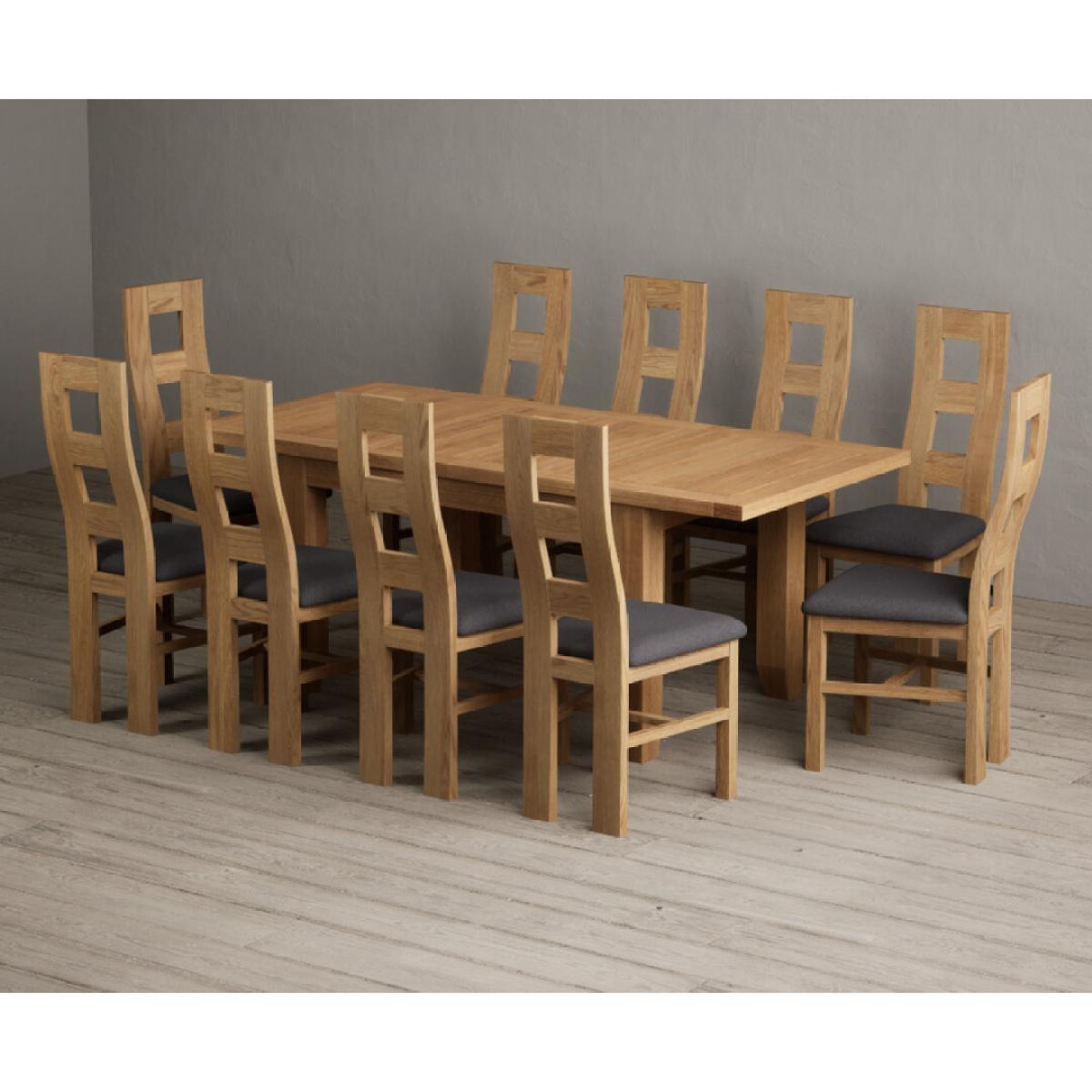Extending Yateley 130cm Solid Oak Dining Table with 6 Linen Natural Chairs – image 13