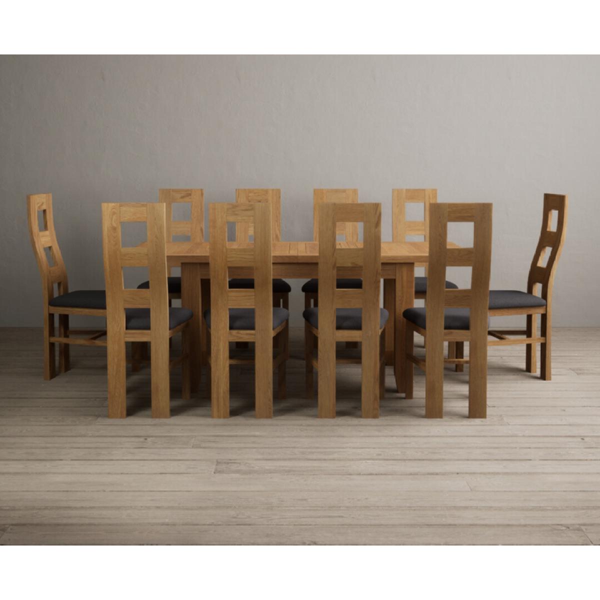 Extending Yateley 130cm Solid Oak Dining Table with 6 Linen Natural Chairs – image 14