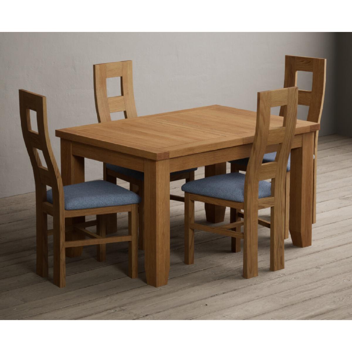 Extending Yateley 130cm Solid Oak Dining Table with 6 Linen Natural Chairs – image 19
