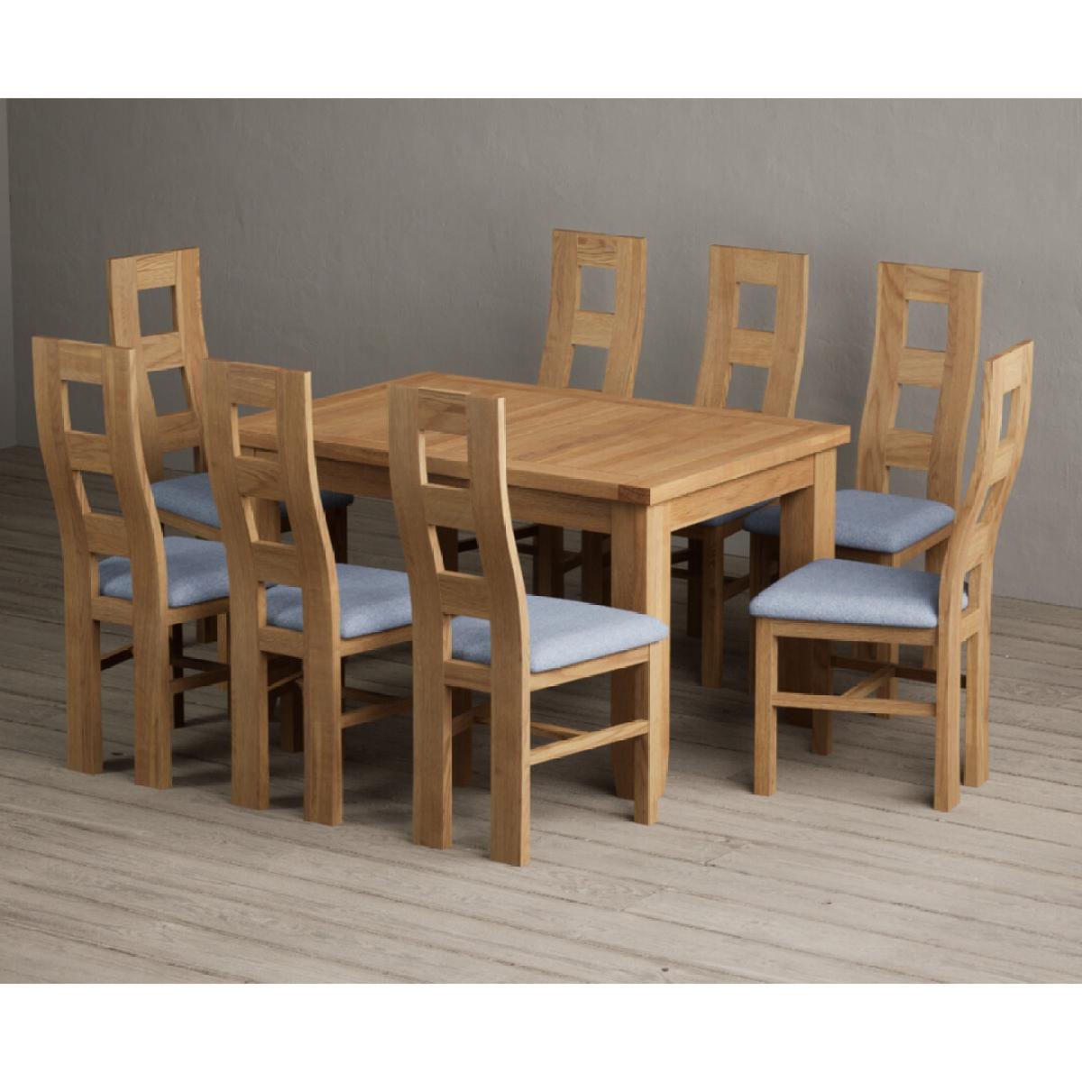 Extending Yateley 130cm Solid Oak Dining Table with 6 Linen Natural Chairs – image 23