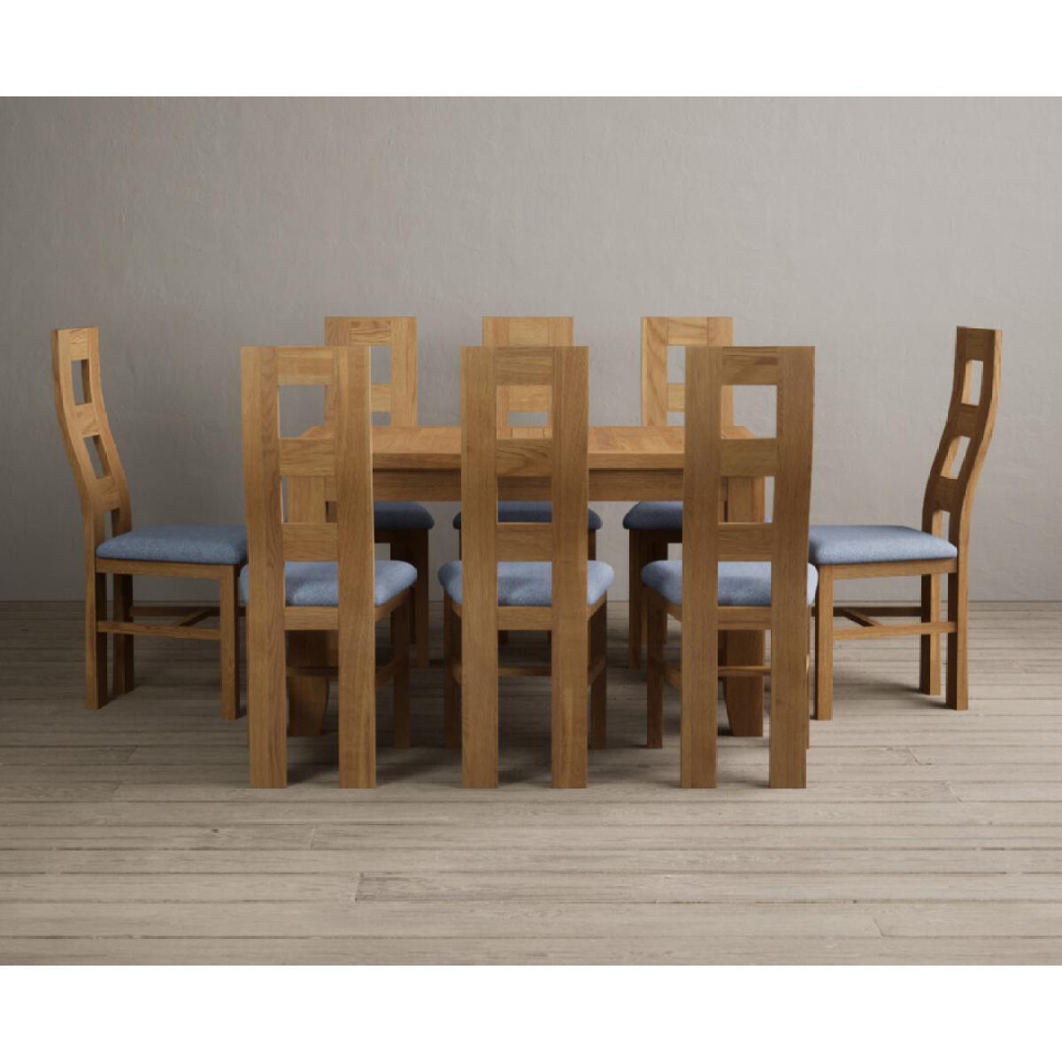 Extending Yateley 130cm Solid Oak Dining Table with 6 Linen Natural Chairs – image 24