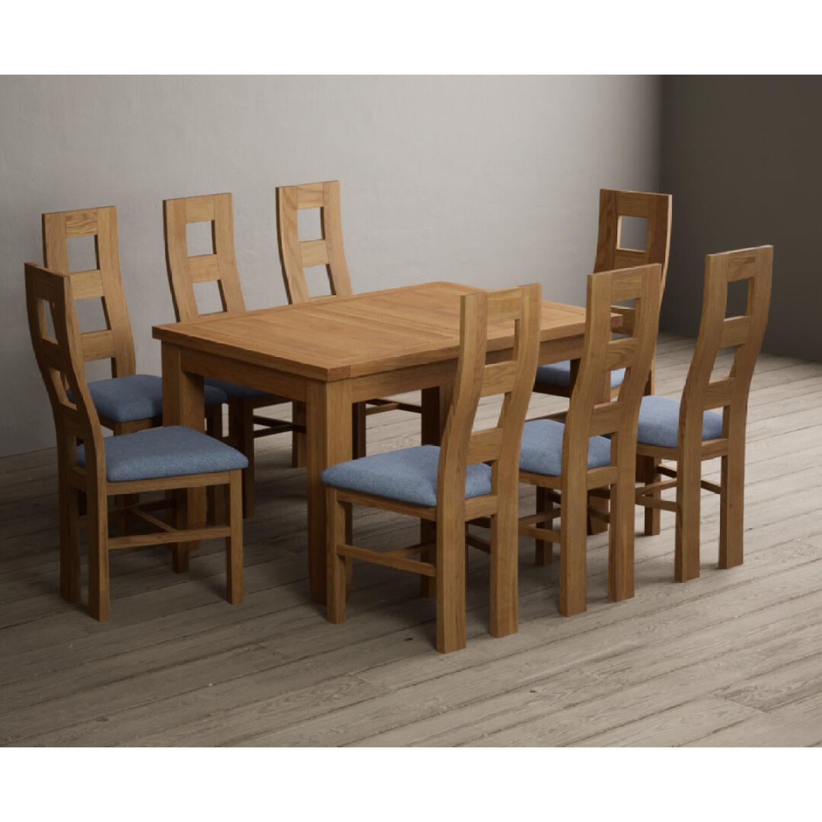 Extending Yateley 130cm Solid Oak Dining Table with 6 Linen Natural Chairs – image 25