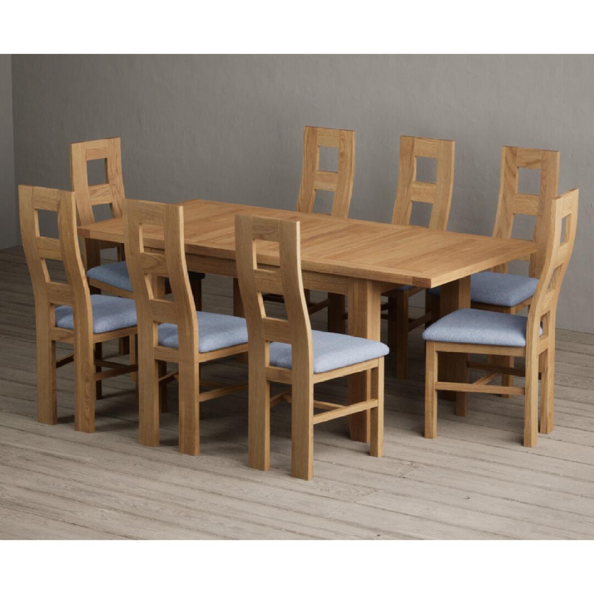 Extending Yateley 130cm Solid Oak Dining Table with 6 Linen Natural Chairs – image 26