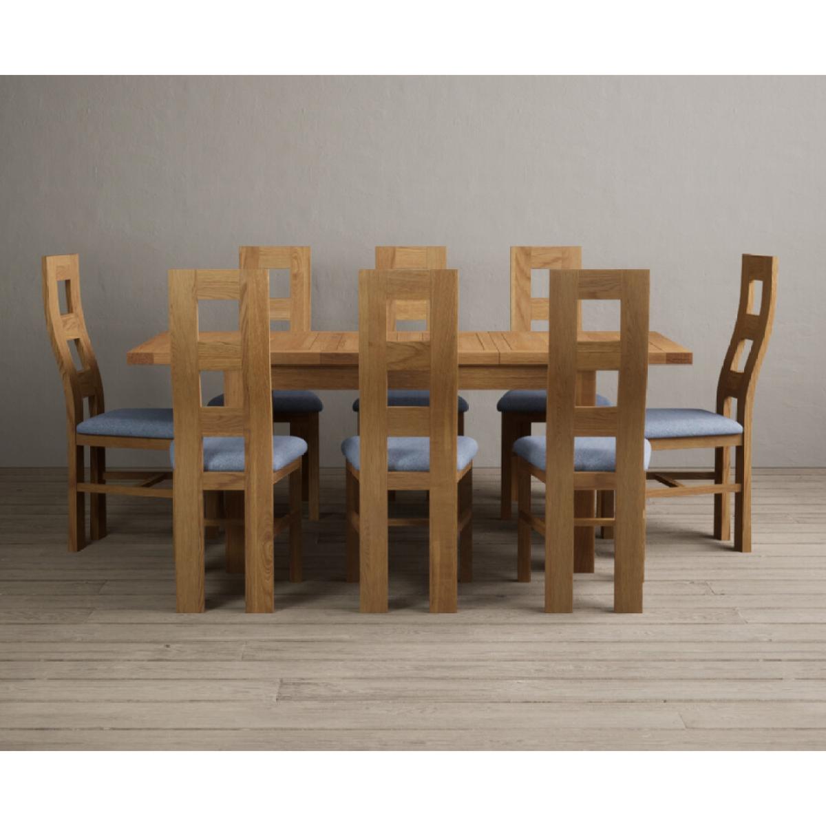 Extending Yateley 130cm Solid Oak Dining Table with 6 Linen Natural Chairs – image 27