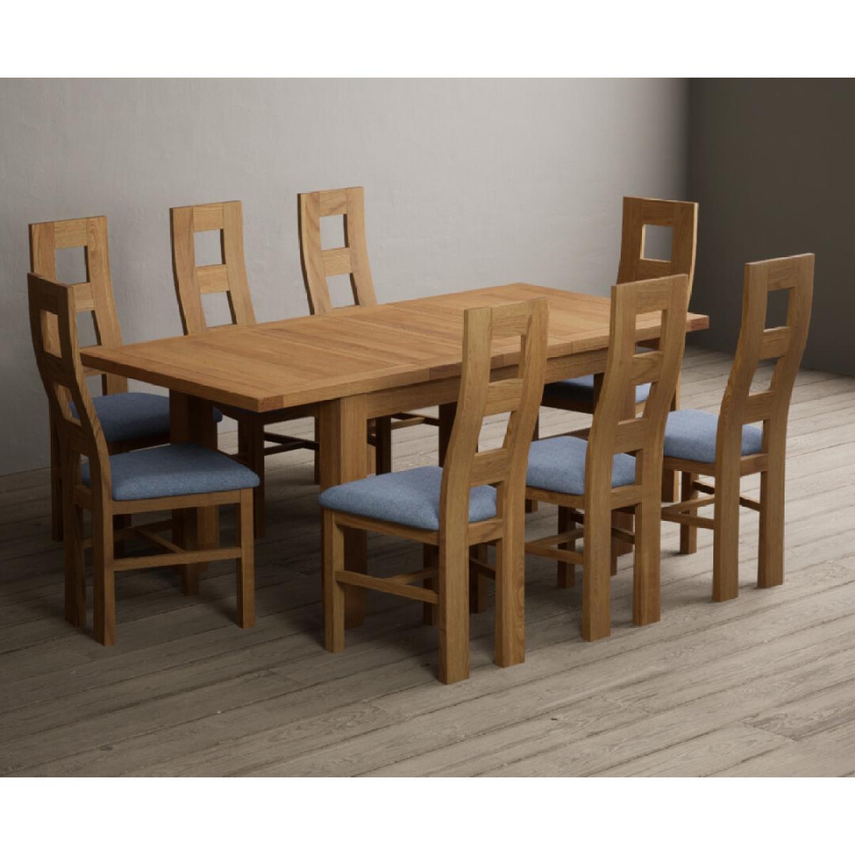 Extending Yateley 130cm Solid Oak Dining Table with 6 Linen Natural Chairs – image 28
