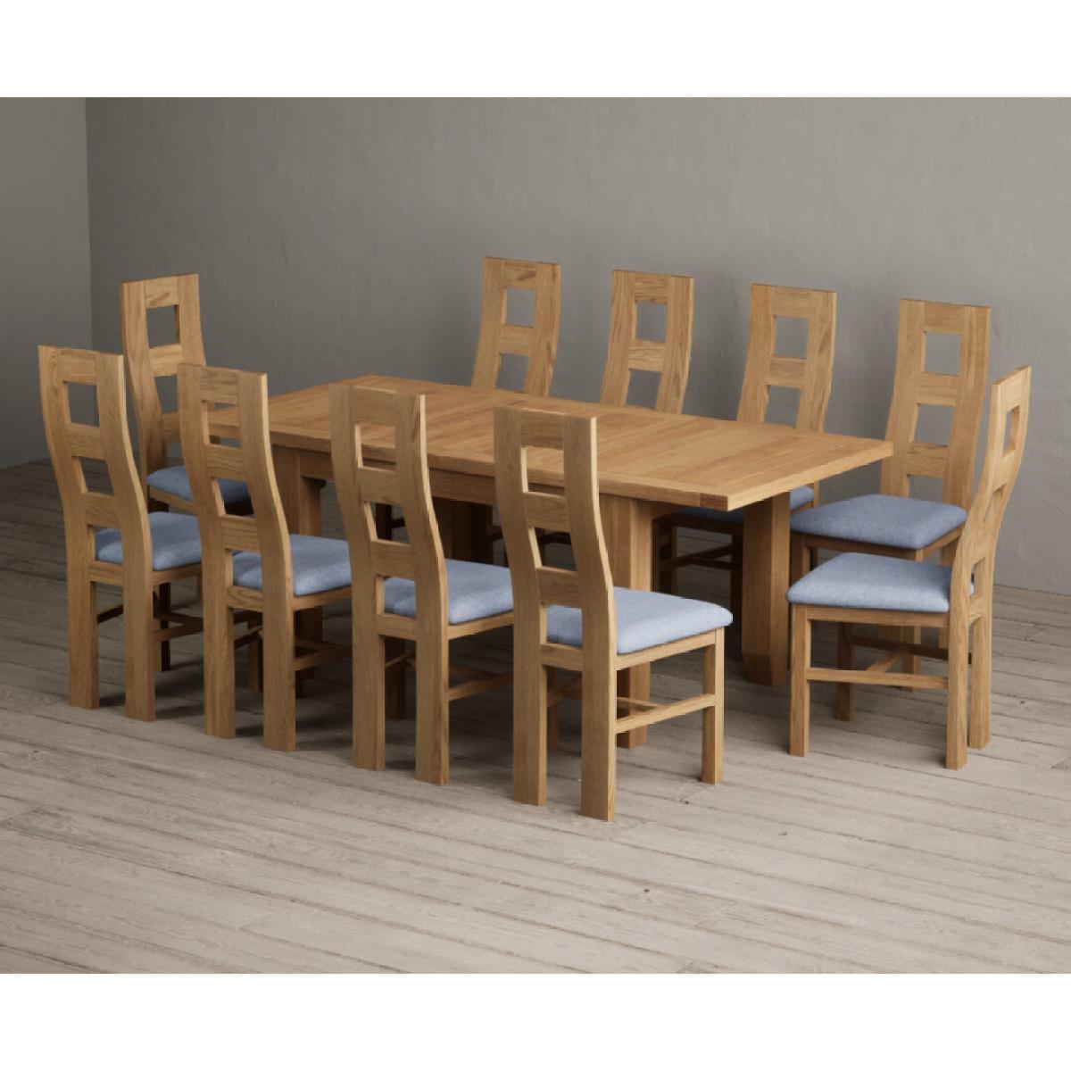 Extending Yateley 130cm Solid Oak Dining Table with 6 Linen Natural Chairs – image 29