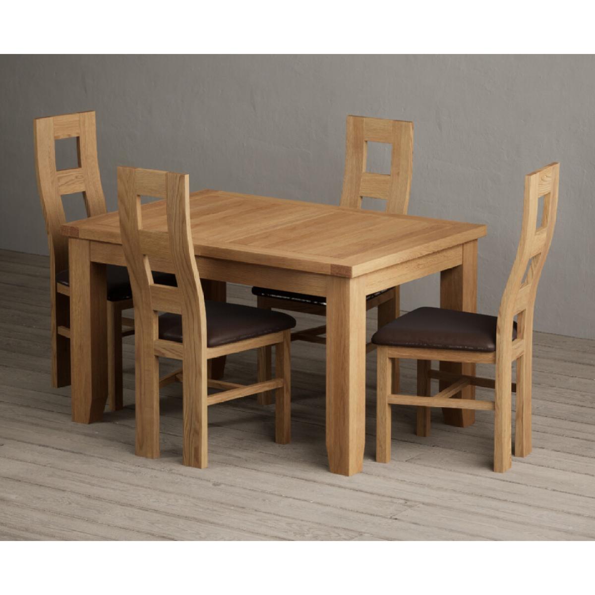 Extending Yateley 130cm Solid Oak Dining Table with 6 Linen Natural Chairs – image 33