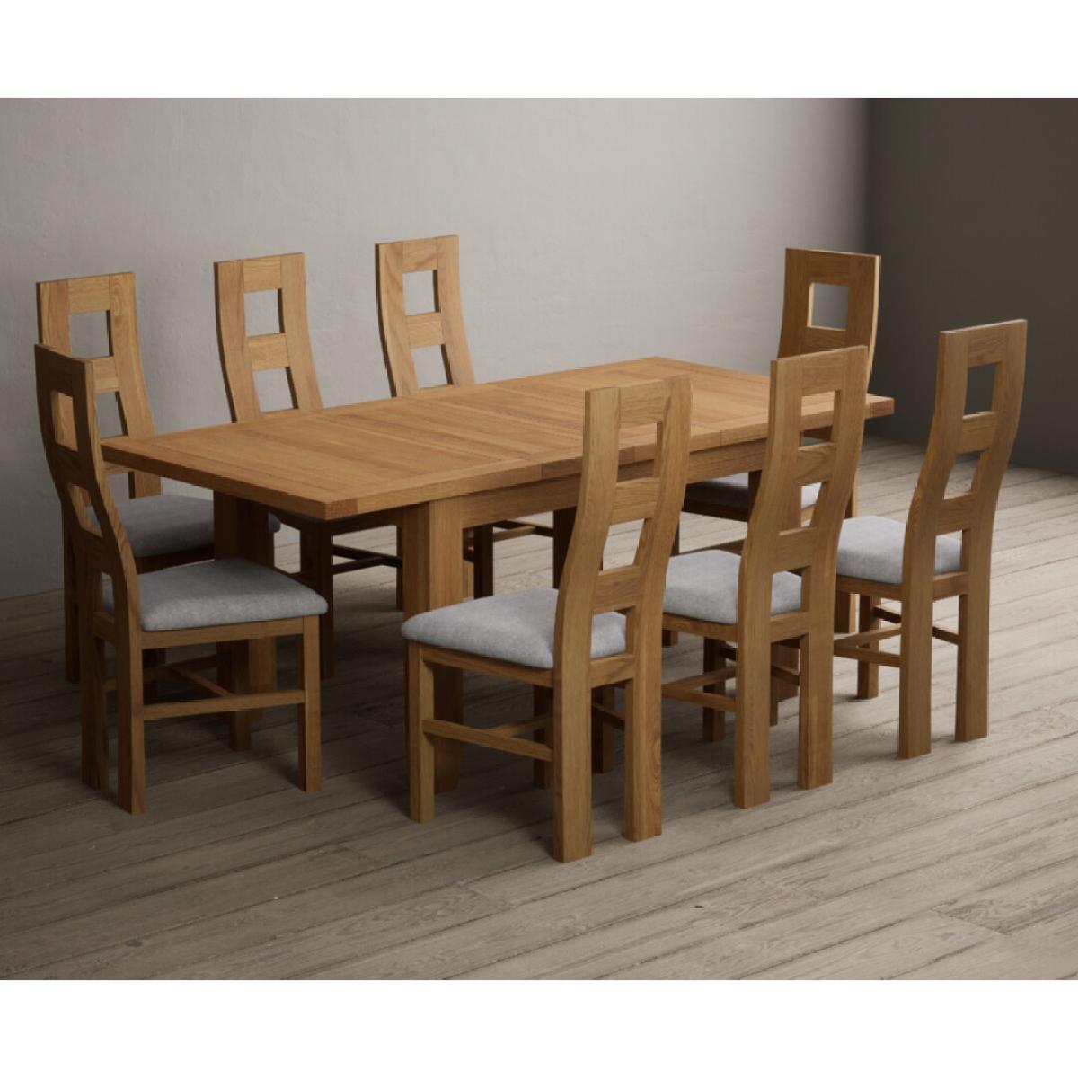 Extending Yateley 130cm Solid Oak Dining Table with 6 Linen Natural Chairs – image 41
