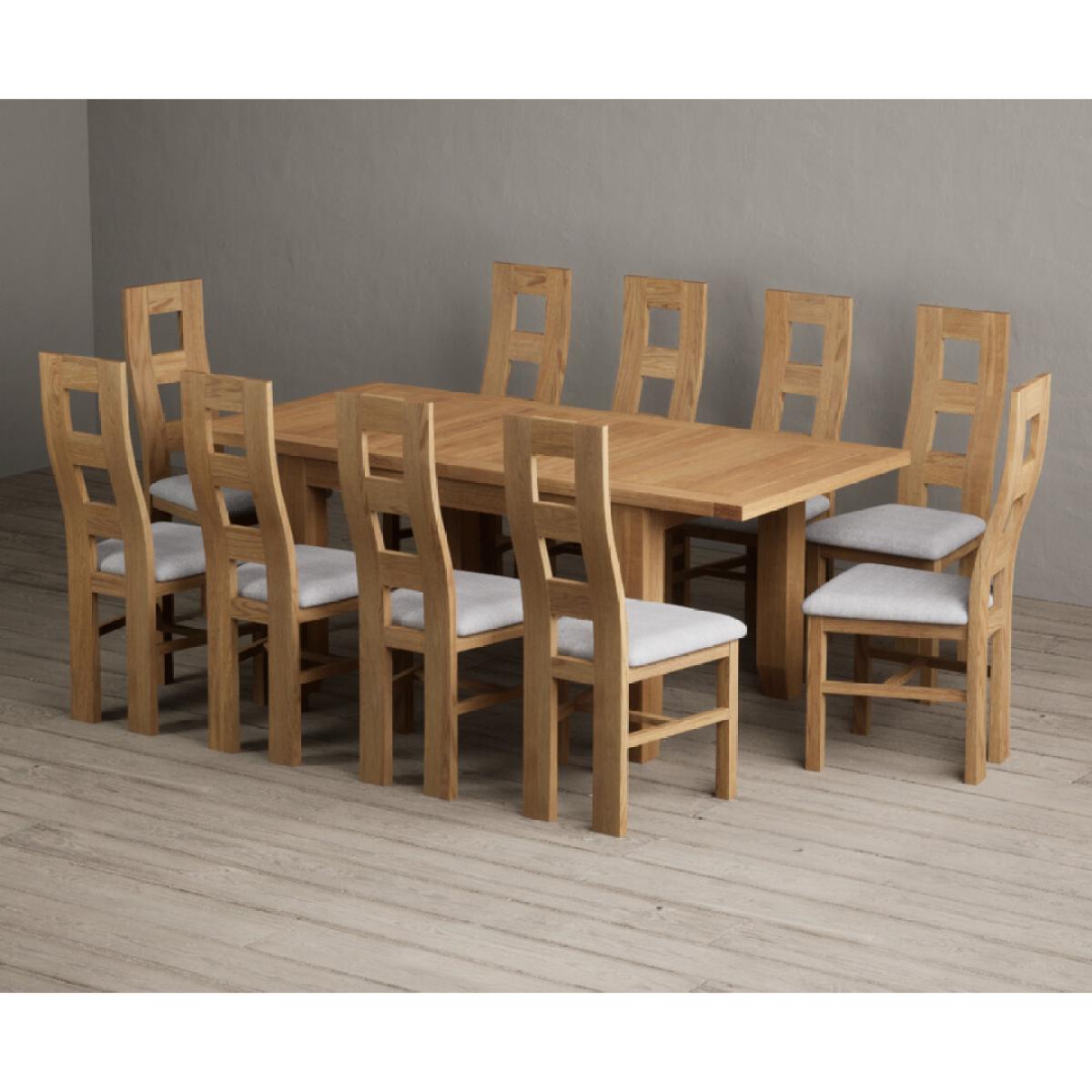 Extending Yateley 130cm Solid Oak Dining Table with 6 Linen Natural Chairs – image 42