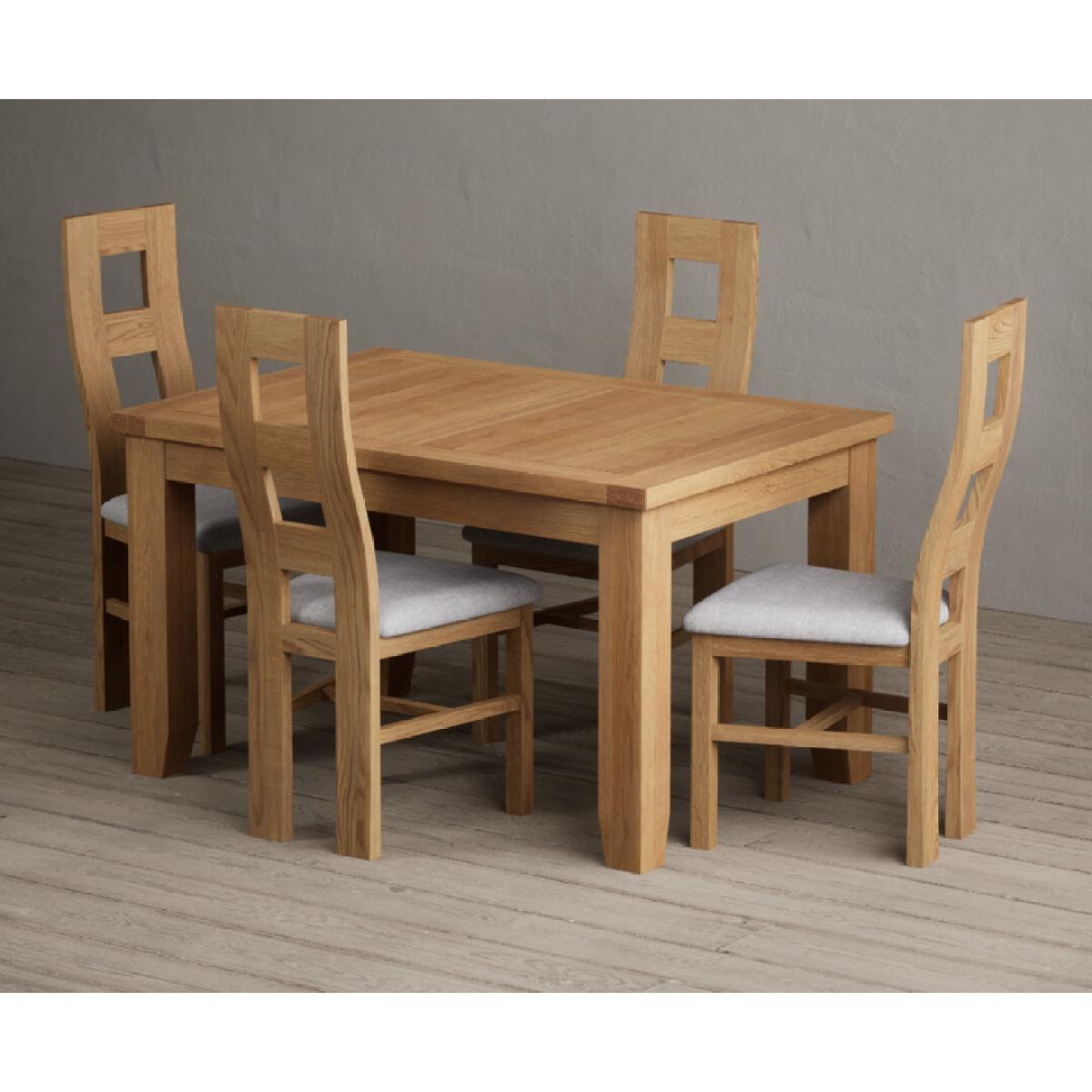 Extending Yateley 130cm Solid Oak Dining Table with 6 Linen Natural Chairs – image 44