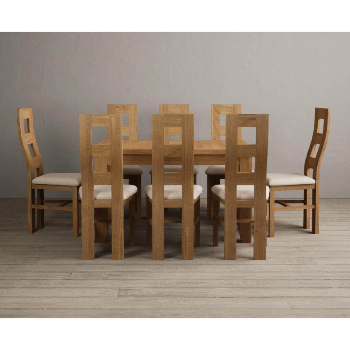 Extending Yateley 130cm Solid Oak Dining Table with 6 Linen Natural Chairs – image 50