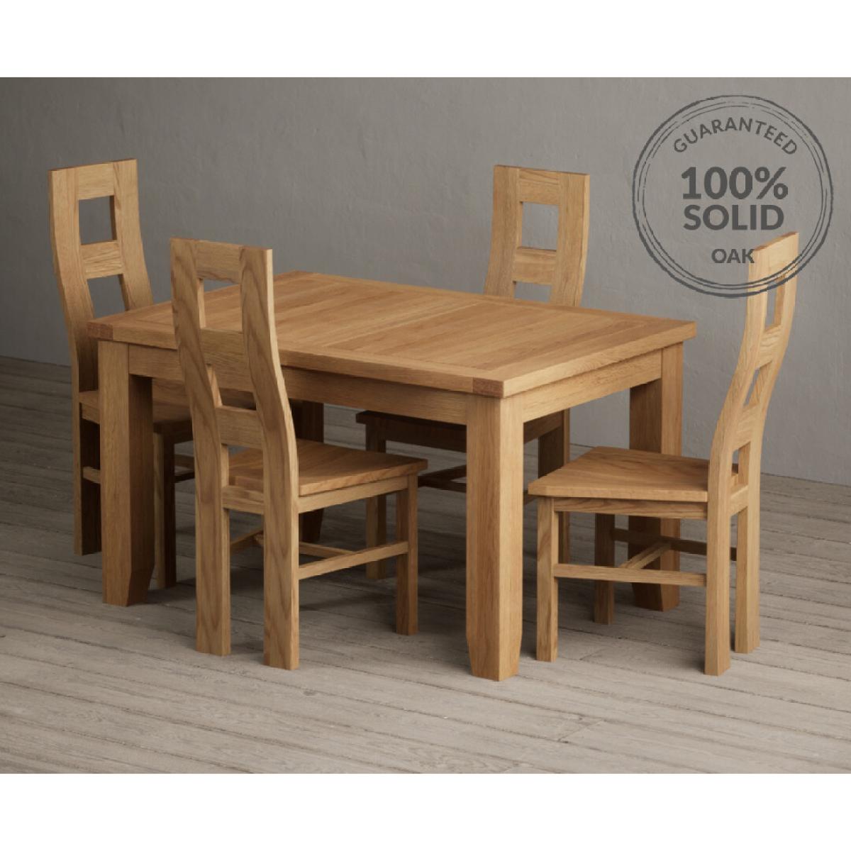 Extending Yateley 130cm Solid Oak Dining Table with 6 Linen Natural Chairs – image 54