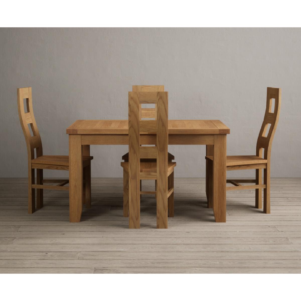 Extending Yateley 130cm Solid Oak Dining Table with 6 Linen Natural Chairs – image 55