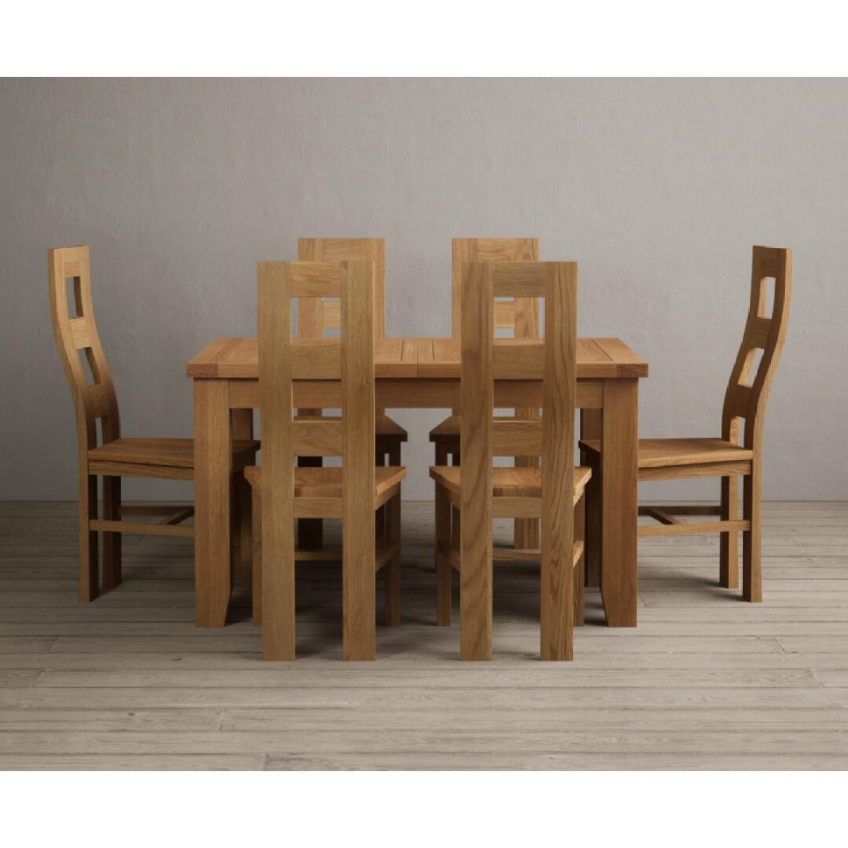 Extending Yateley 130cm Solid Oak Dining Table with 6 Linen Natural Chairs – image 58