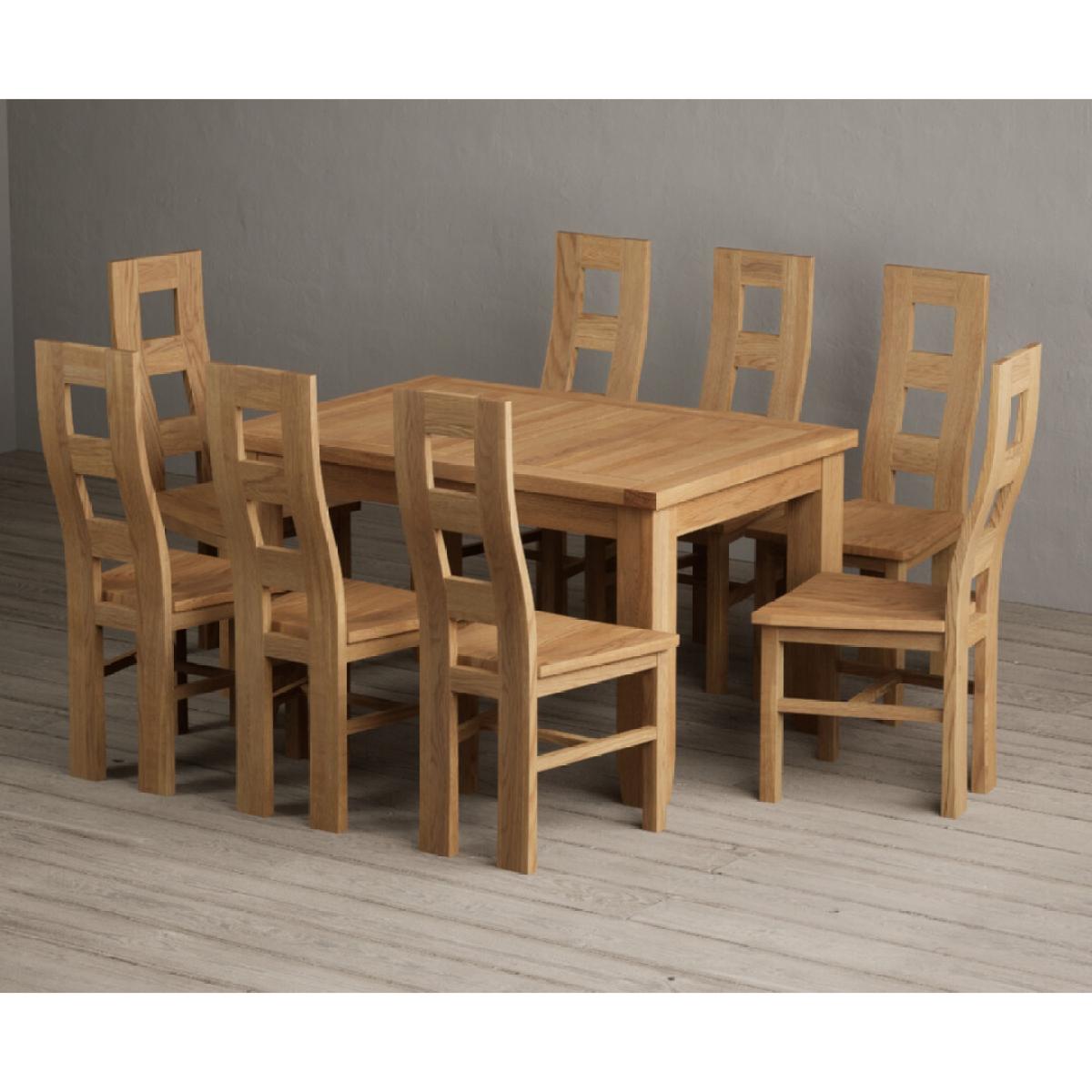 Extending Yateley 130cm Solid Oak Dining Table with 6 Linen Natural Chairs – image 60