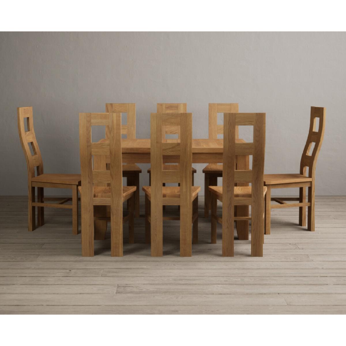 Extending Yateley 130cm Solid Oak Dining Table with 6 Linen Natural Chairs – image 61