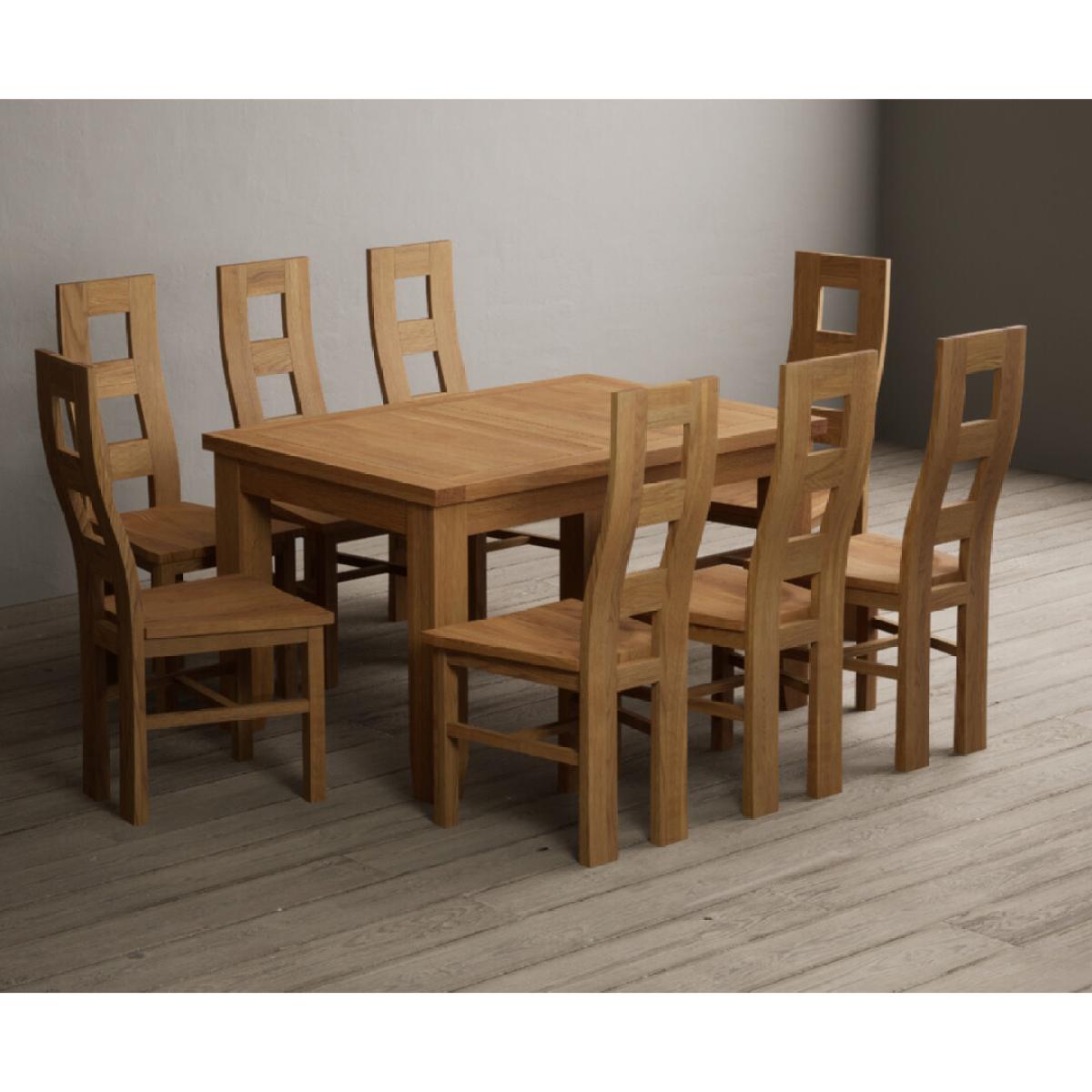 Extending Yateley 130cm Solid Oak Dining Table with 6 Linen Natural Chairs – image 62