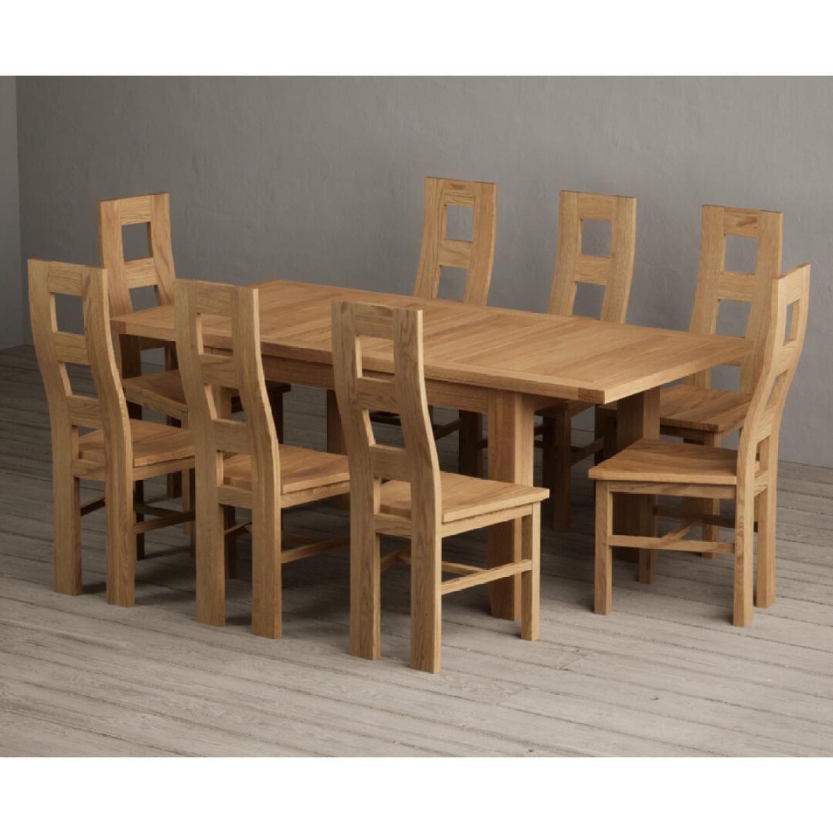 Extending Yateley 130cm Solid Oak Dining Table with 6 Linen Natural Chairs – image 63