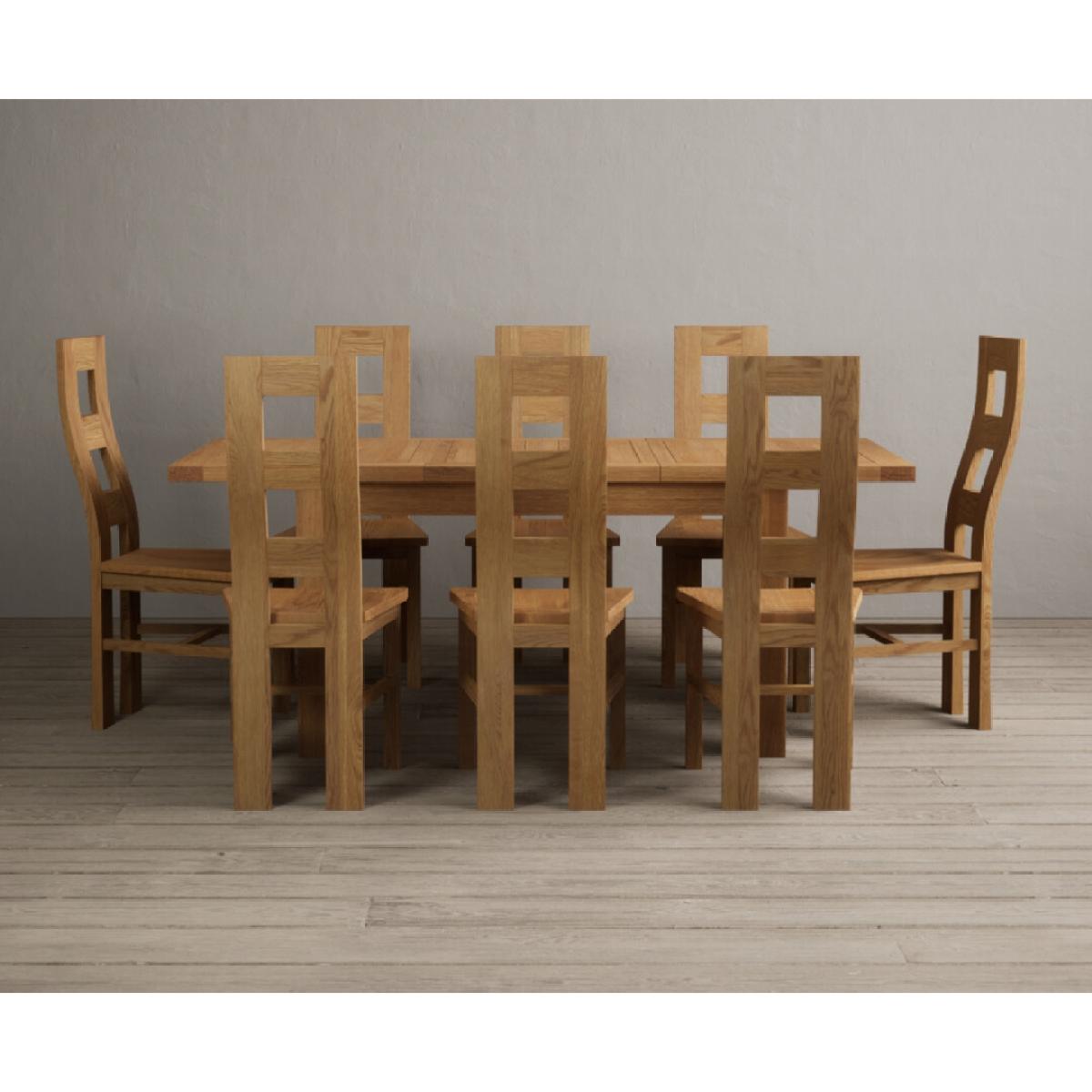 Extending Yateley 130cm Solid Oak Dining Table with 6 Linen Natural Chairs – image 64