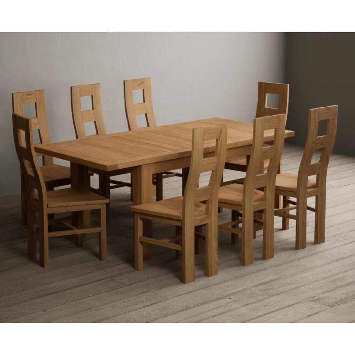 Extending Yateley 130cm Solid Oak Dining Table with 6 Linen Natural Chairs – image 65