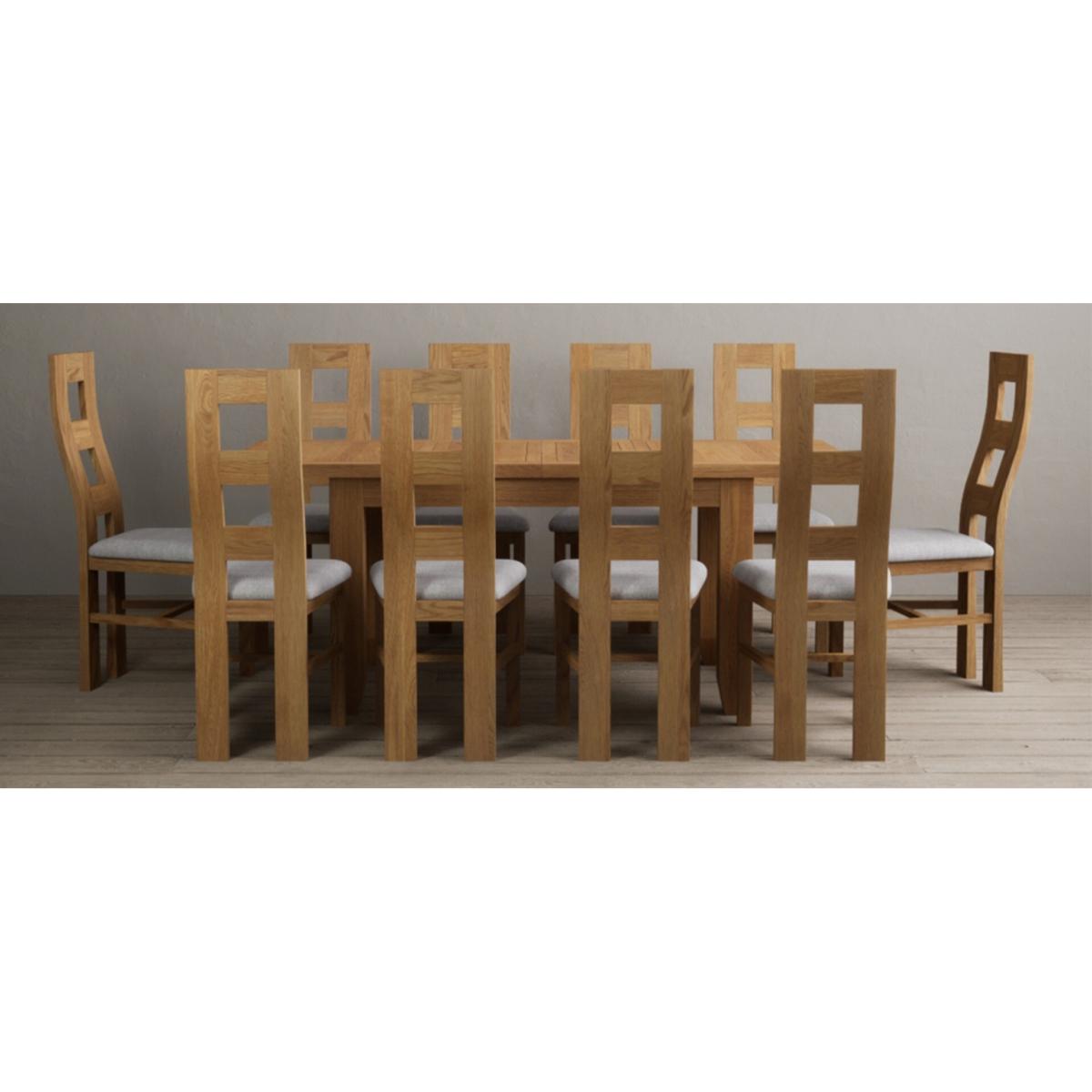 Extending Yateley 130cm Solid Oak Dining Table with 6 Linen Natural Chairs – image 78