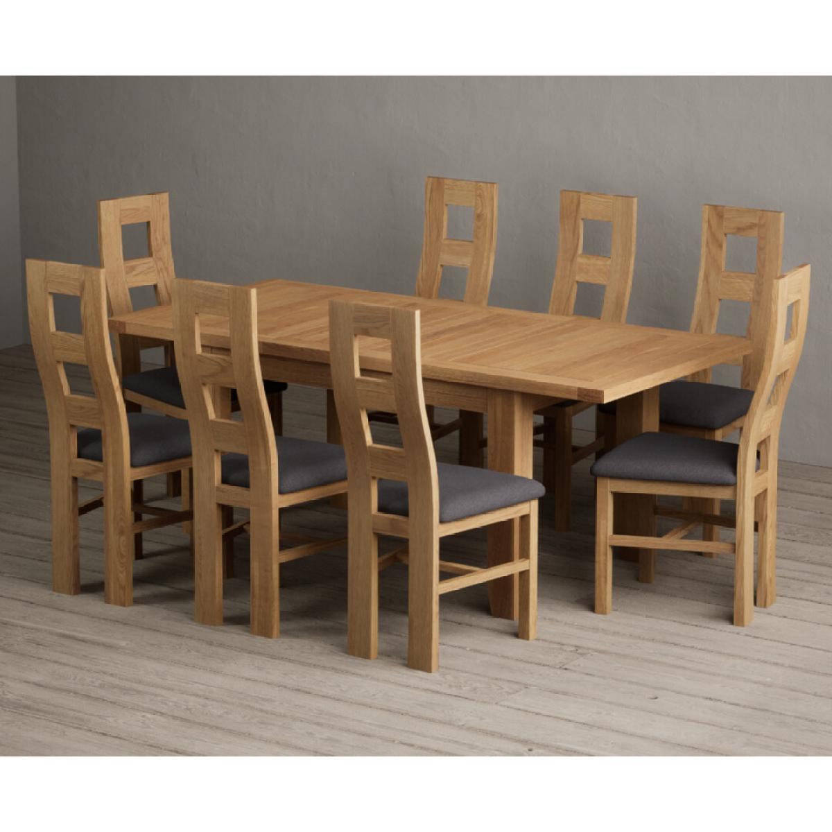 Extending Yateley 130cm Solid Oak Dining Table with 6 Linen Natural Chairs – image 10