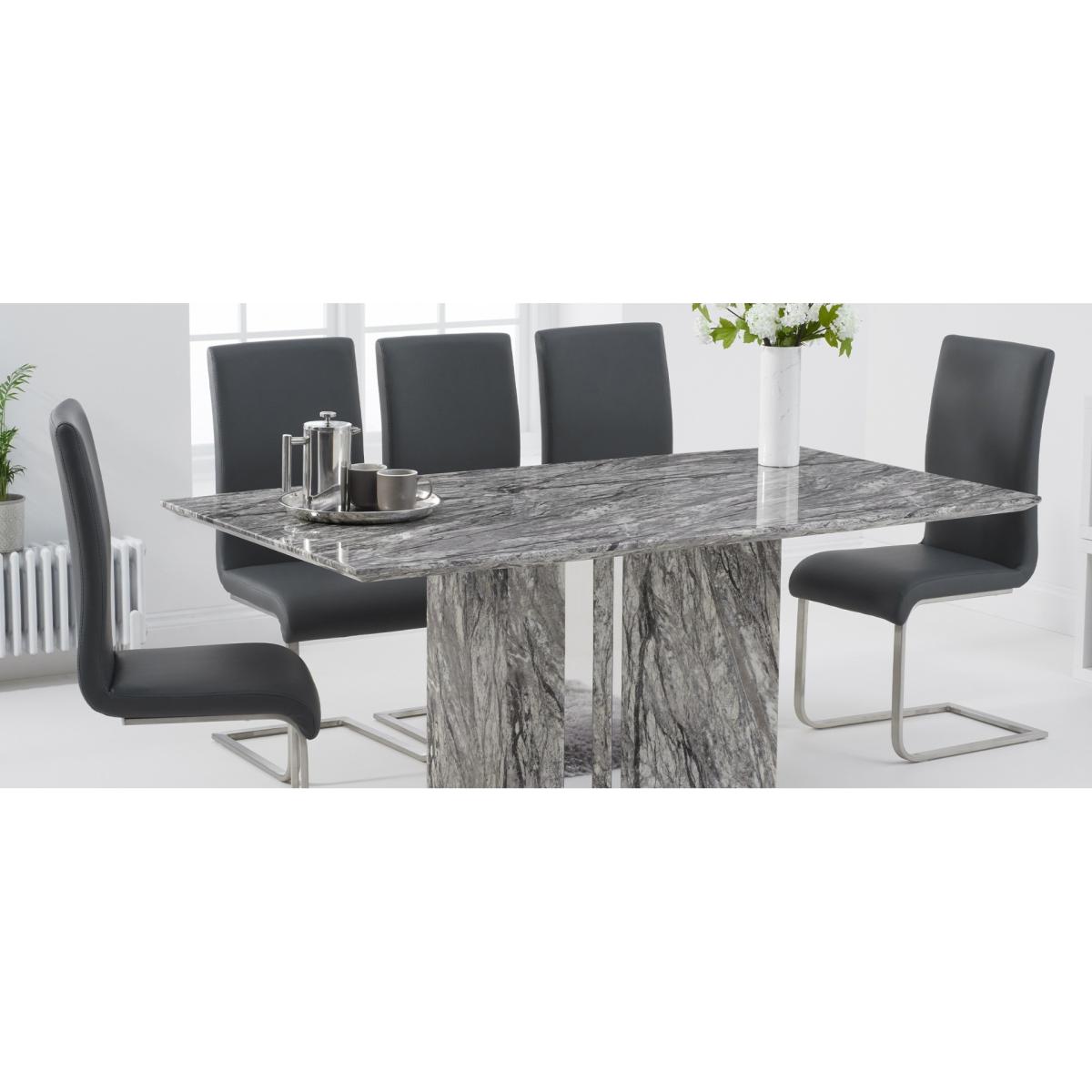 Alicia 180cm Grey Marble Dining Table With 8 Grey Hampstead Z Dining Chairs – image 15