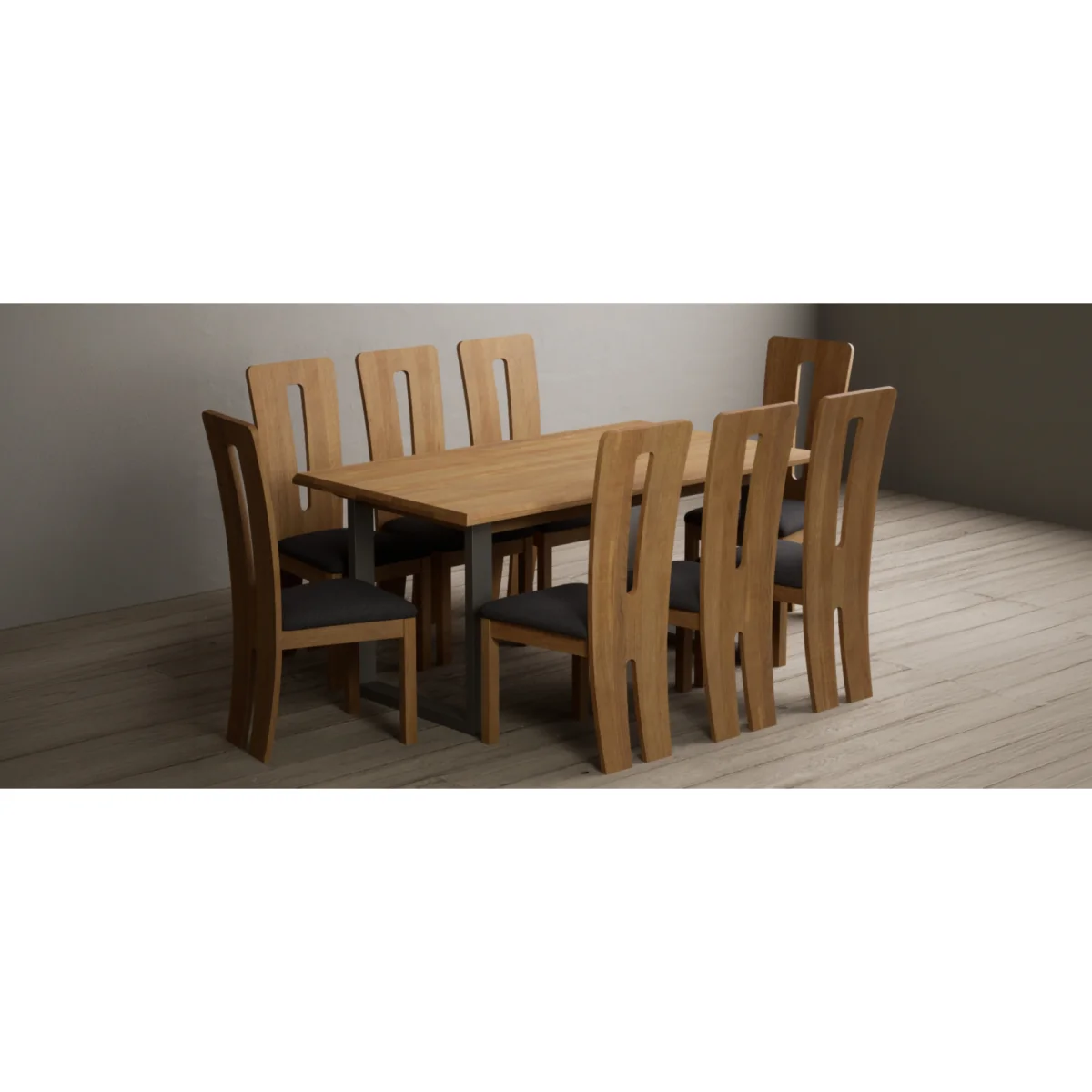 Parker 160cm Solid Oak Dining Table with 6 Linen Lucca Chairs – image 3