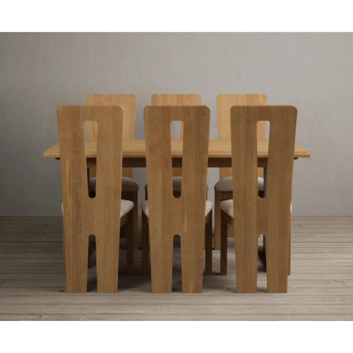 Parker 160cm Solid Oak Dining Table with 6 Linen Lucca Chairs – image 10