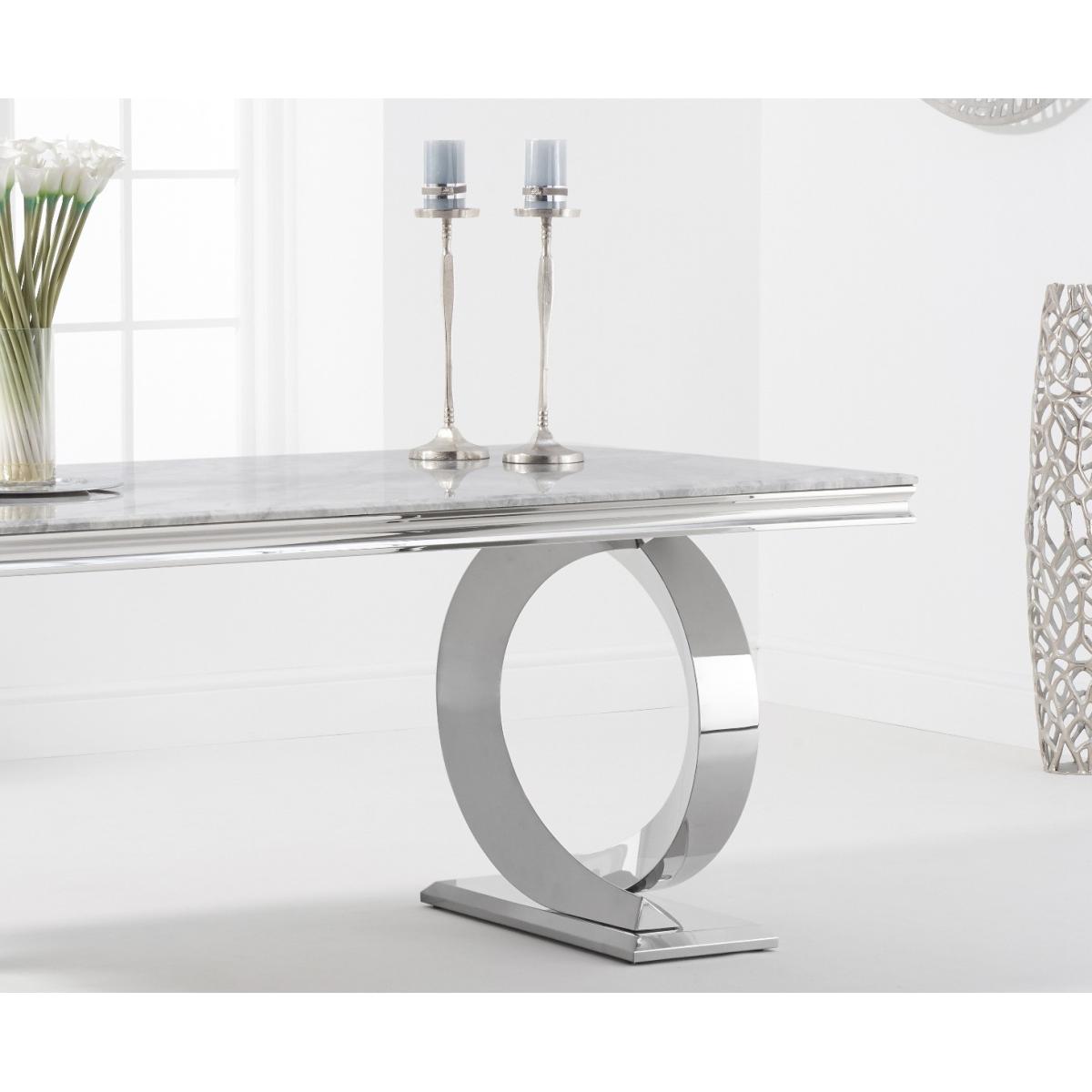 Fabio 200cm Marble Dining Table With 8 Grey Lorenzo Velvet Chairs – image 5
