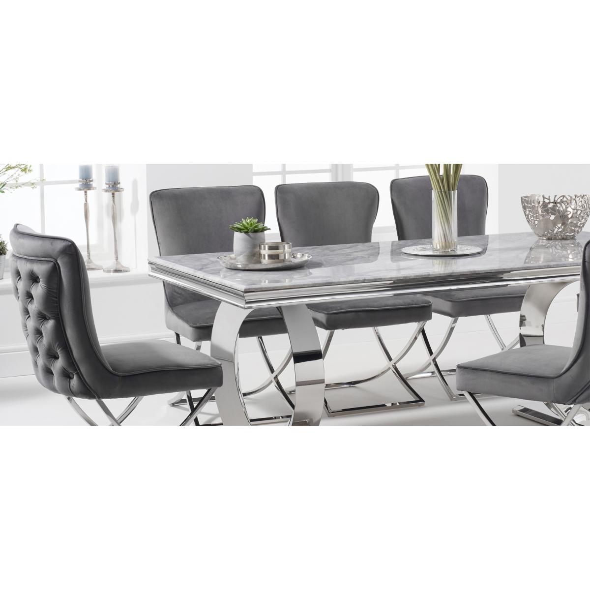 Fabio 200cm Marble Dining Table With 8 Grey Lorenzo Velvet Chairs – image 10
