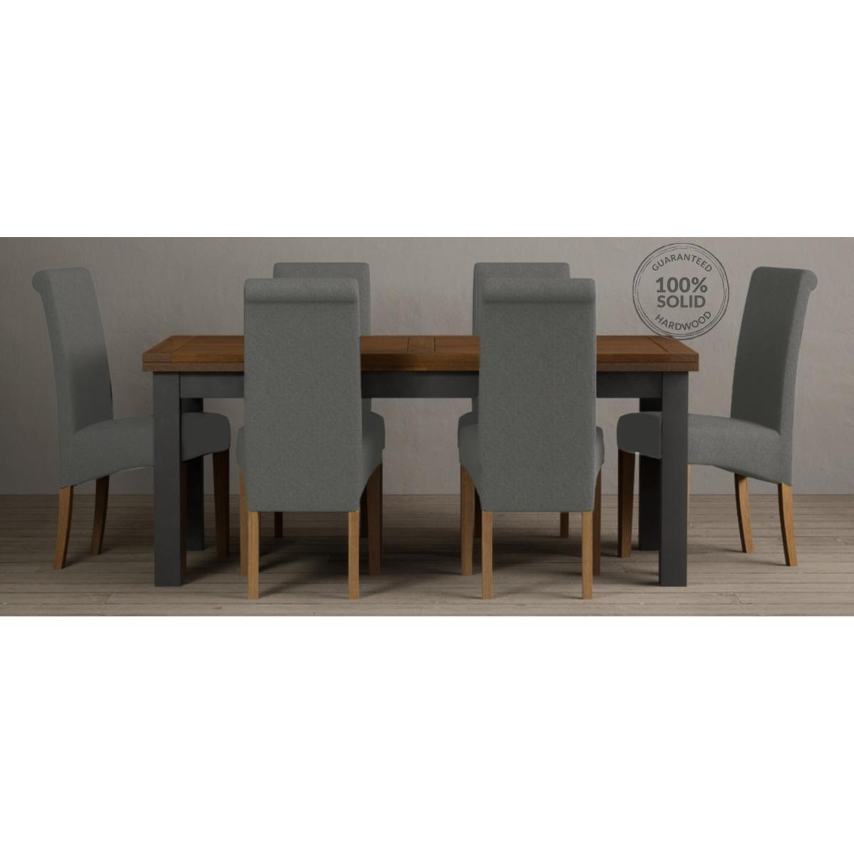 Extending Hampshire 180cm Oak and Charcoal Grey Dining Table With 8 Natural Scroll Back Chairs – image 15